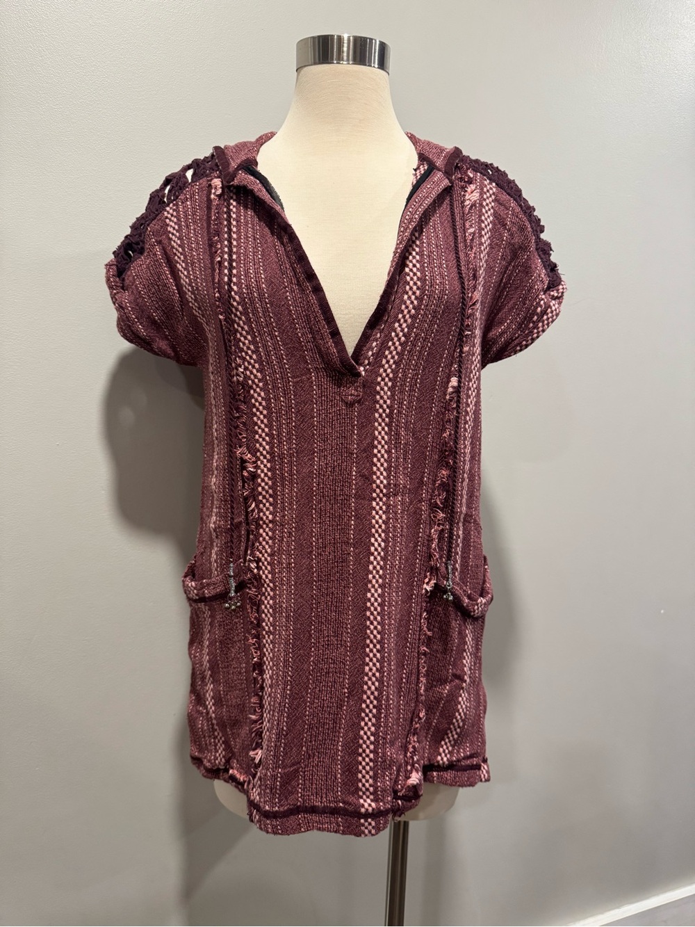 Free People Maroon Women's Hooded Top